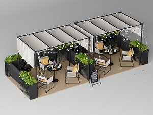 Outdoor tables and chairsScanline 3D model