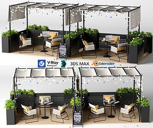 Outdoor tables and chairsScanline 3D model