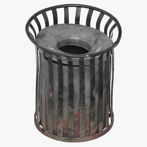 Outdoor Trash Receptacle Steel Damaged