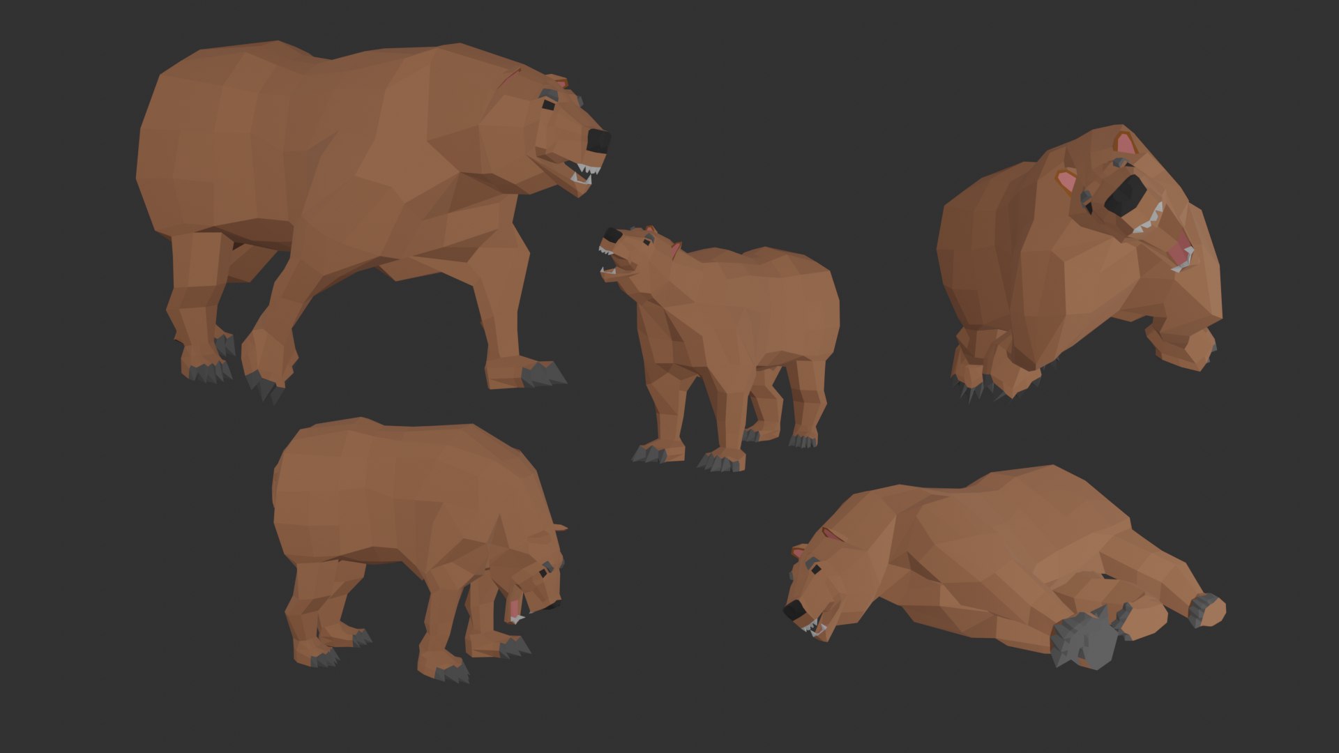 LOW POLY Bear Brown 3D - TurboSquid 2131336