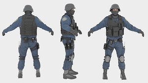 3D SWAT Police Rigged 3D Model