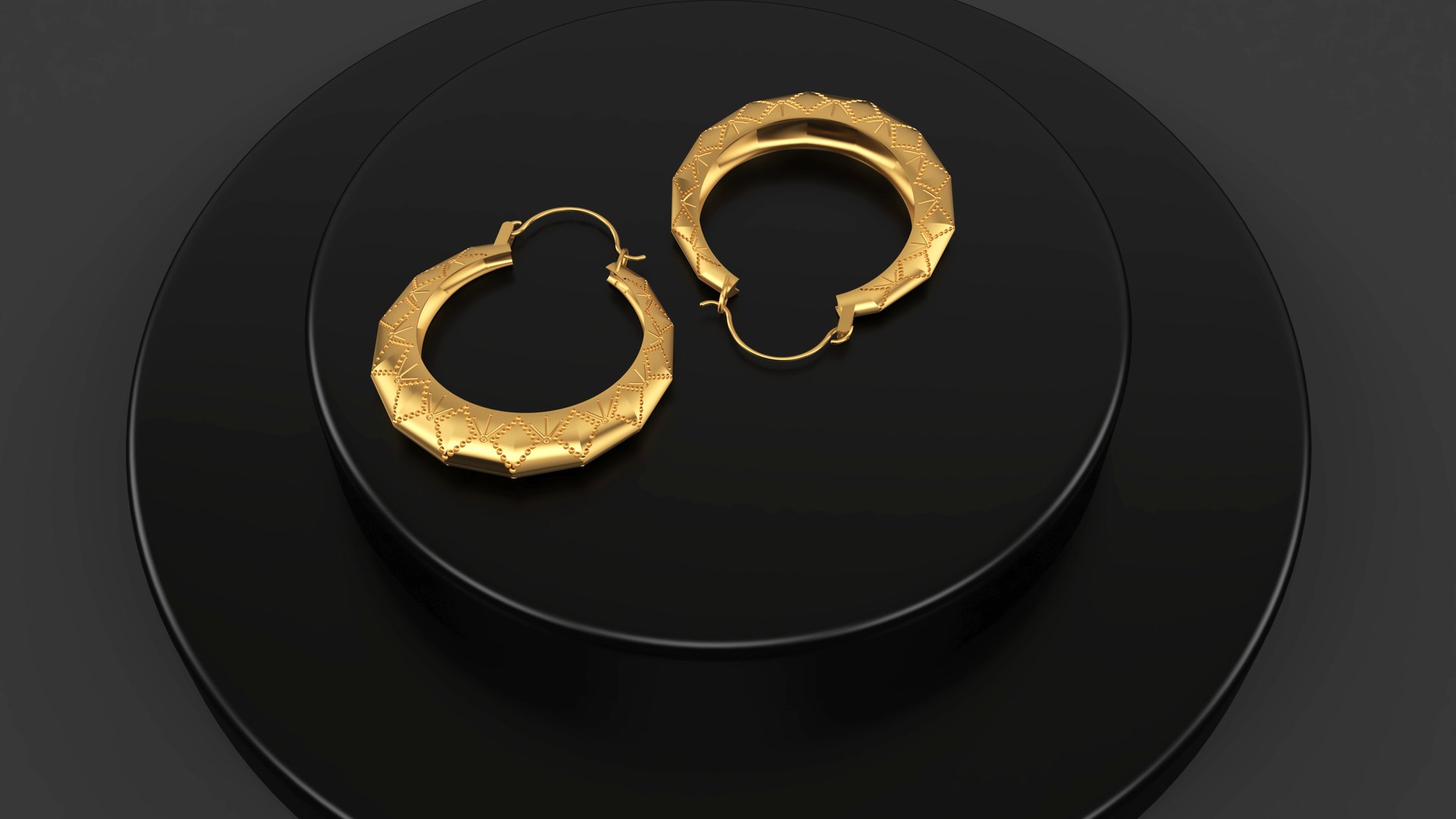 3D New Design Round 2 inches Gold Earrings - TurboSquid 2076371