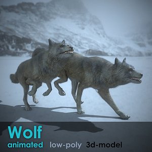 Wolf animated PBR Low-poly 3D