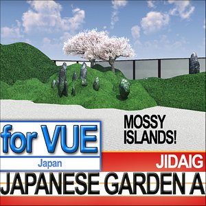 3d model japanese garden mossy islands