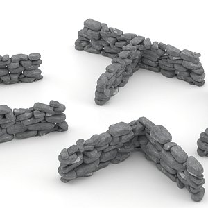 3D Stone Wall fence