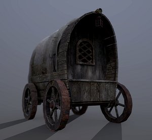 3D Old wooden wagon