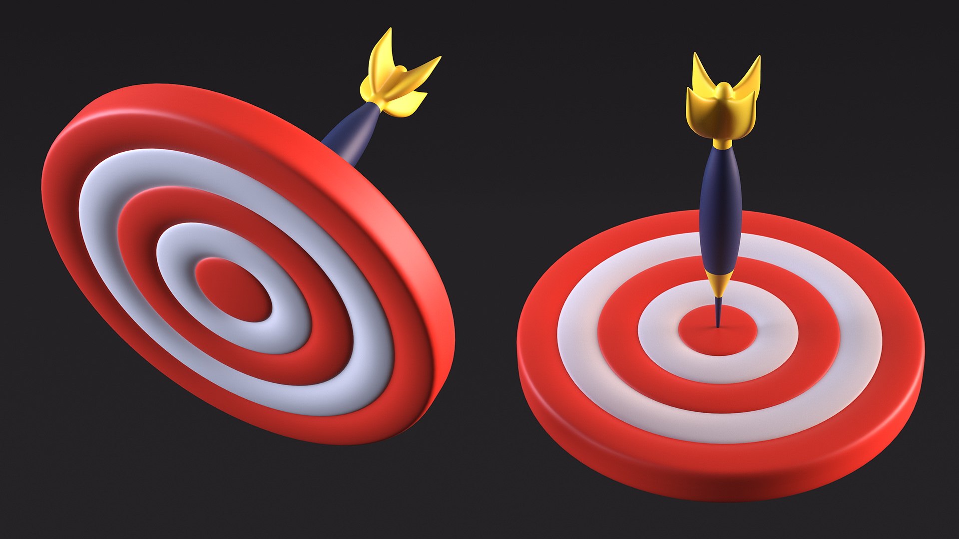Darts Hitting Red Target Stylized Icon 3D model - TurboSquid 2180074