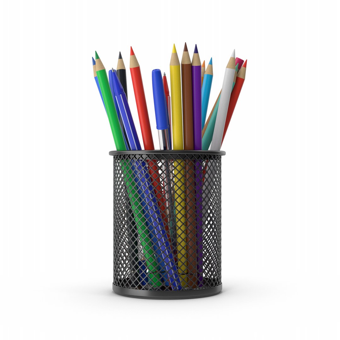 3D Pencil Cup With Pens And Pencils - TurboSquid 1838299