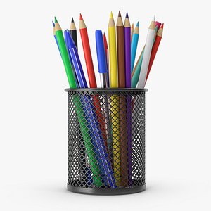 3D Pencil Cup With Pens And Pencils