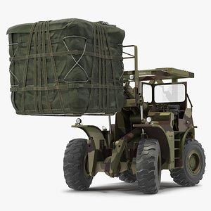 3D Pettibone Rough Terrain Military Forklift with Cargo Rigged