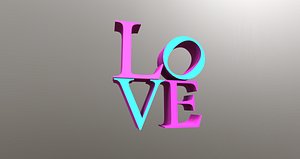 love stacked letters 3D