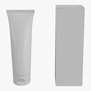 Tube Cream and Cardboard Box 3D model