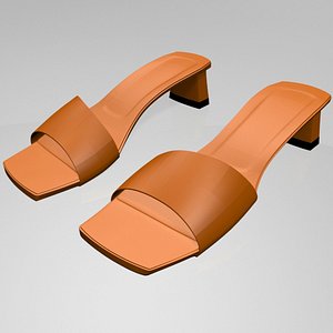 stylish square-toe block-heel sandals 3D