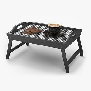 3D Folding Bed Tray Table with Coffee and Chocolate