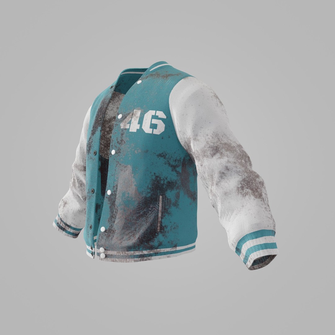 3D Male Jacket 01 Cyan And White Blood Model - TurboSquid 2393349