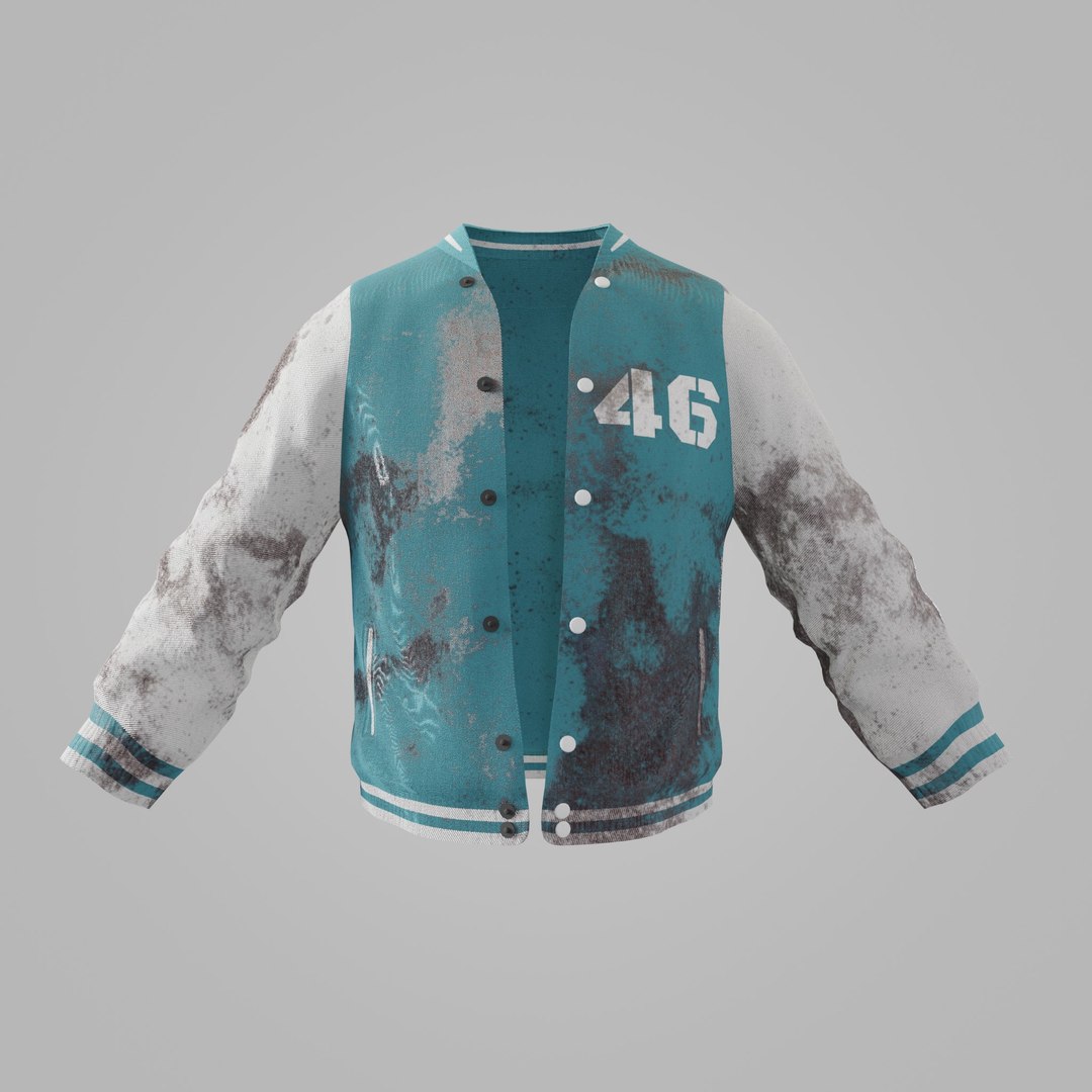 3D Male Jacket 01 Cyan And White Blood Model - TurboSquid 2393349