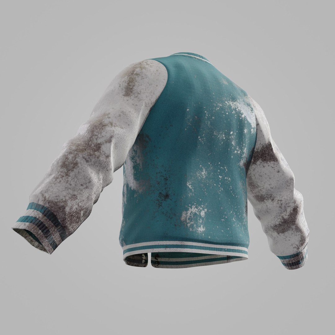 3D Male Jacket 01 Cyan And White Blood Model - TurboSquid 2393349