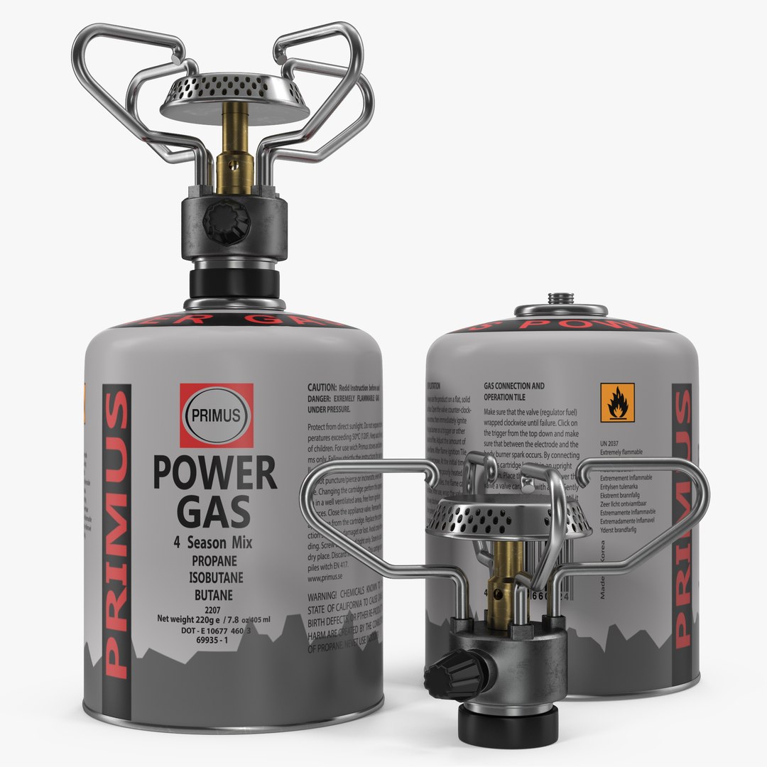 Gas Cylinder with Camping Stove 3D Model 3D model preview
