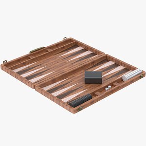 Vintage Wooden Backgammon 3D model
