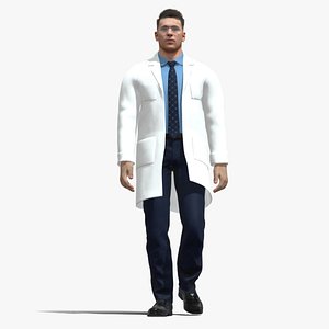 3D rigged Doctor walking 3D