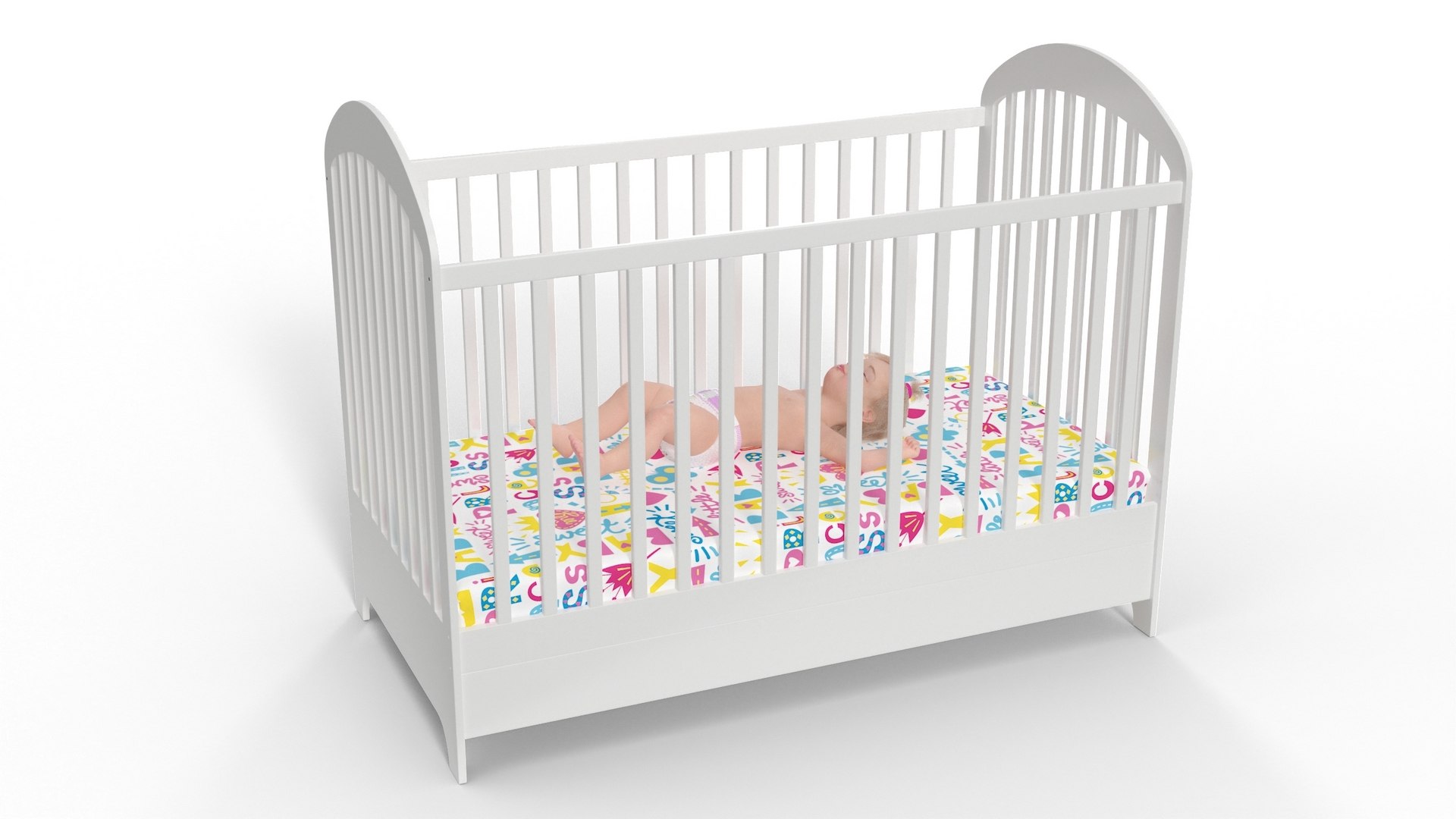 Little Girl in Bed Sleeping Fur 3D model preview