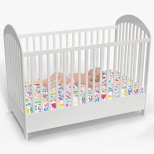 Little Girl in Bed Sleeping Fur 3D