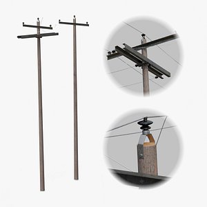 3D model Utility Pole - Composite Mast with Single Crossarms