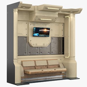 3D Interior Sci-fi Part with Seats PBR