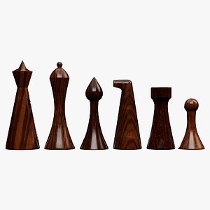 3D Antique Abstract Chess Set