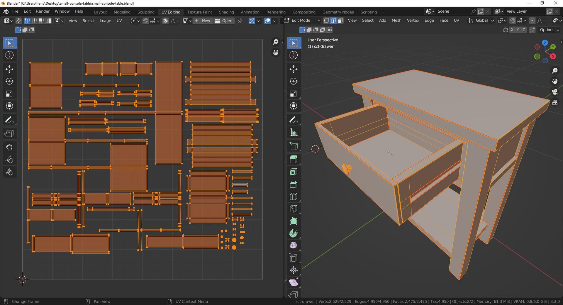 3D Small Console Table Model - TurboSquid 2080461