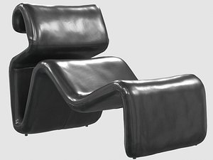 etcetera lounge chair black leather 3D model