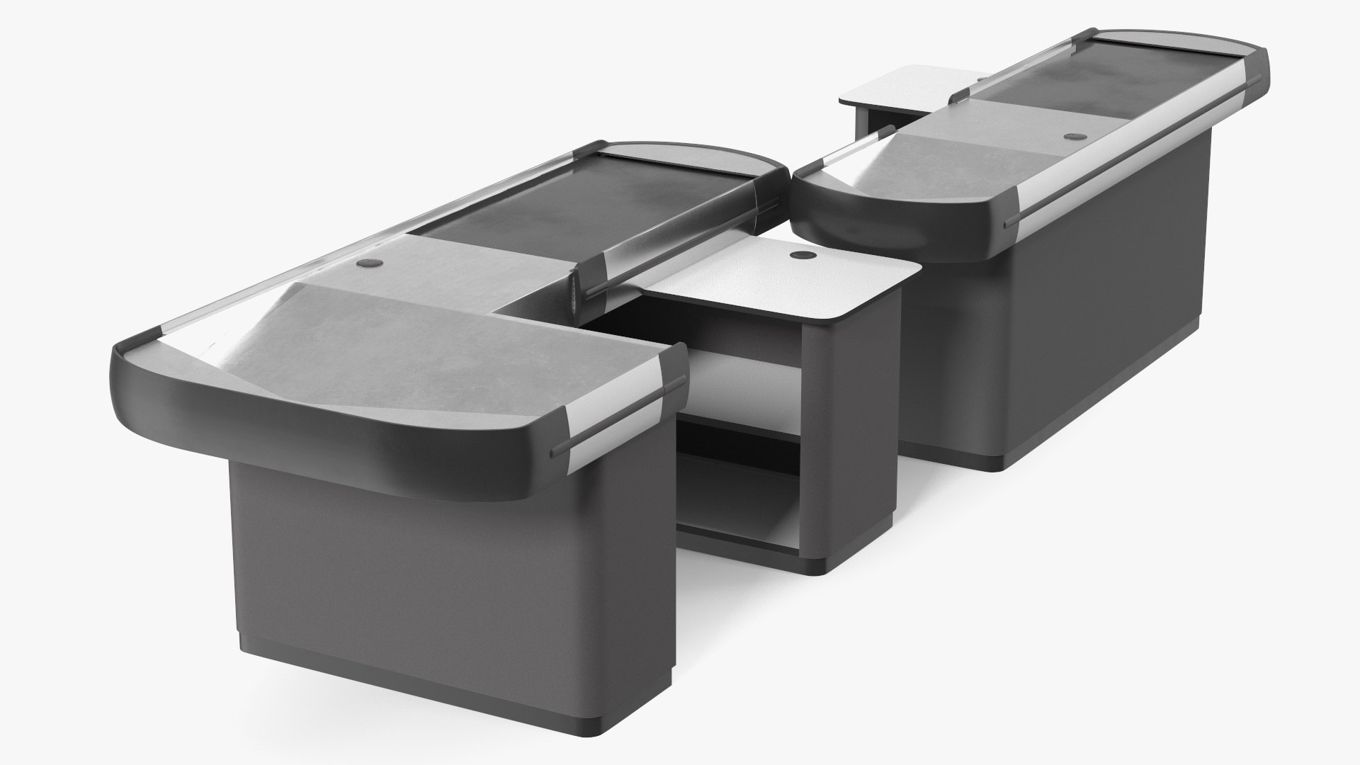 Retail Checkout Counters Set Grey 3D model preview