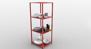 storage cabinet dishes 3D model