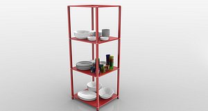 Storage Kitchen Cabinet and Dishes
