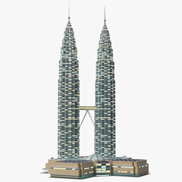 Petronas Towers Twin Skyscrapers Night Glow model