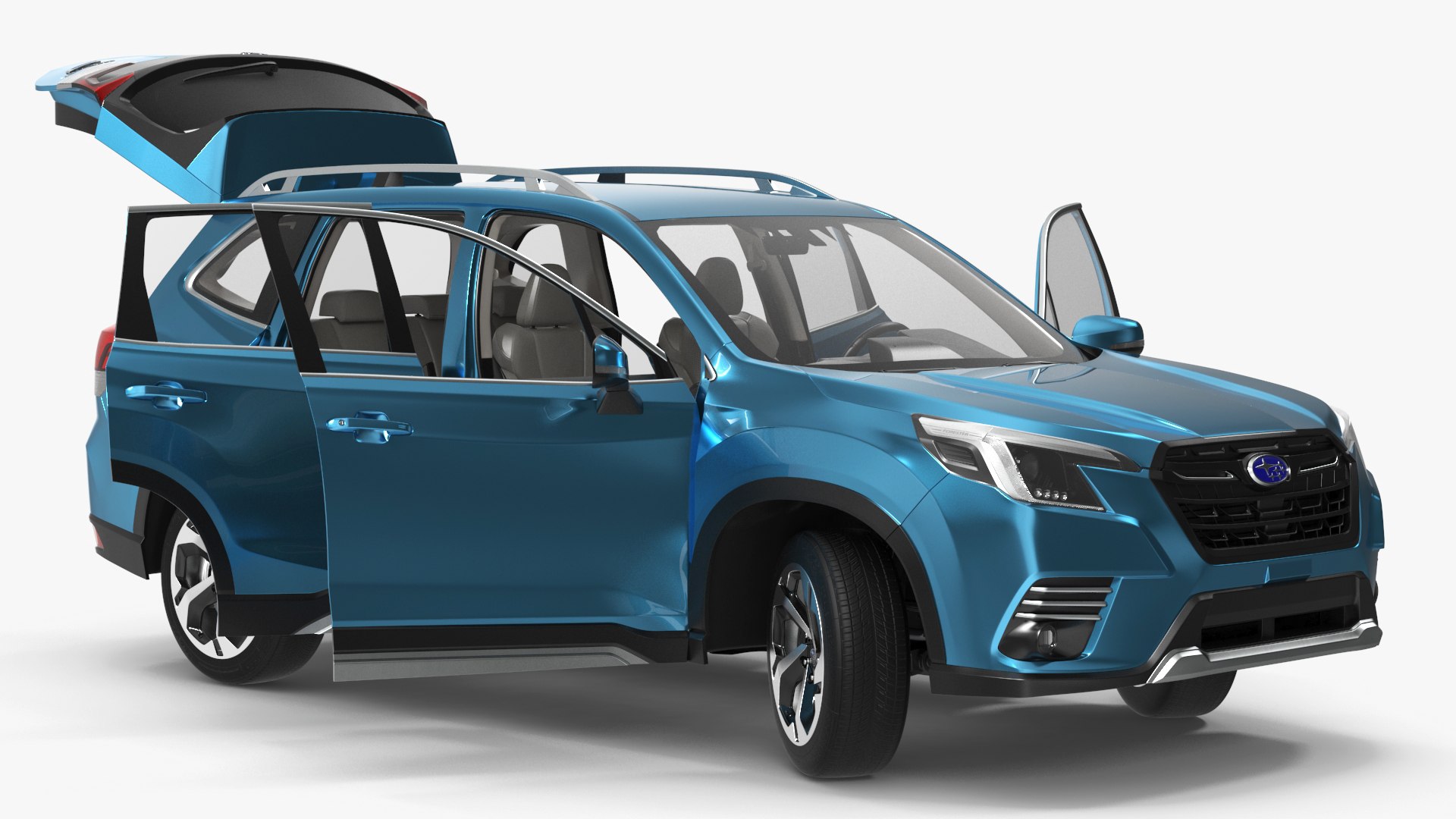 Subaru Forester 2022 Blue Rigged 3D model preview