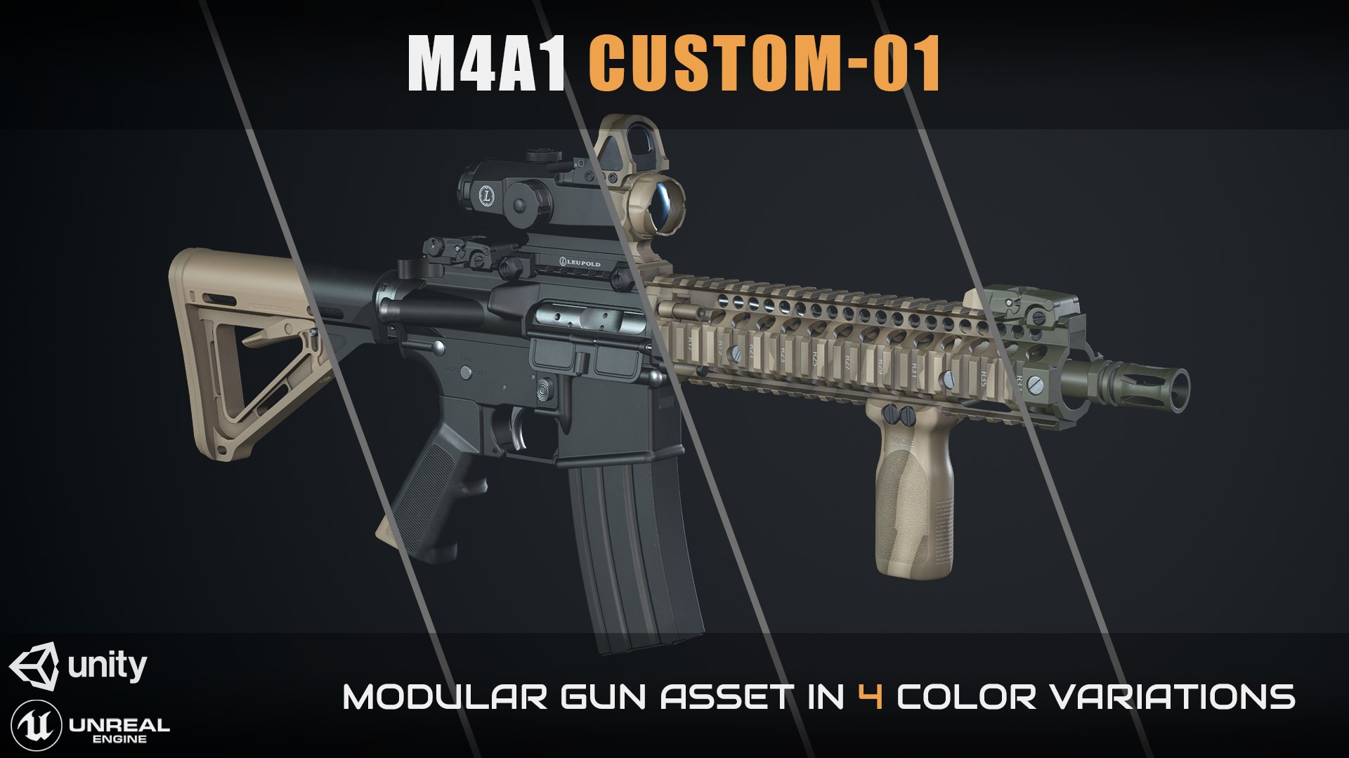 3D M4A1 Custom-01 Modular Model - TurboSquid 1873988
