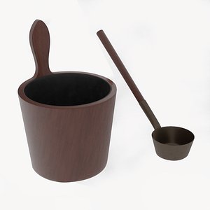 3D model sauna bucket ladle