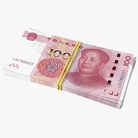 Stack of Chinese 100 Yuan 2015 Bills