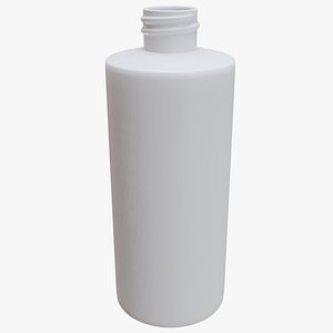 3D White Plastic Cylinder Cosmetic Bottle