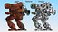 みすぼらしい SF ロボット ダークグリーン パイロット付き