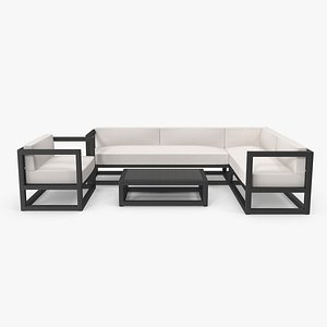 3D model Set of Outdoor Sofas and Table