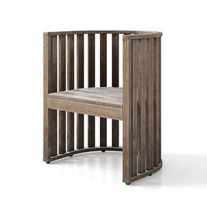 Garden Wooden Armchair 3D model