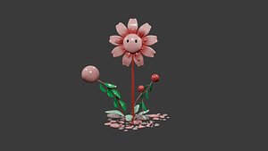Cute Stylized Fantasy Flower Plant 3D model