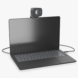 3D model Logitech StreamCam Installed on Laptop Black