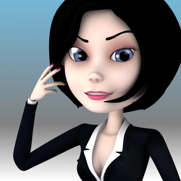 modelo 3d Rigged Cartoon Woman 01 Girl in Black - TurboSquid 629845