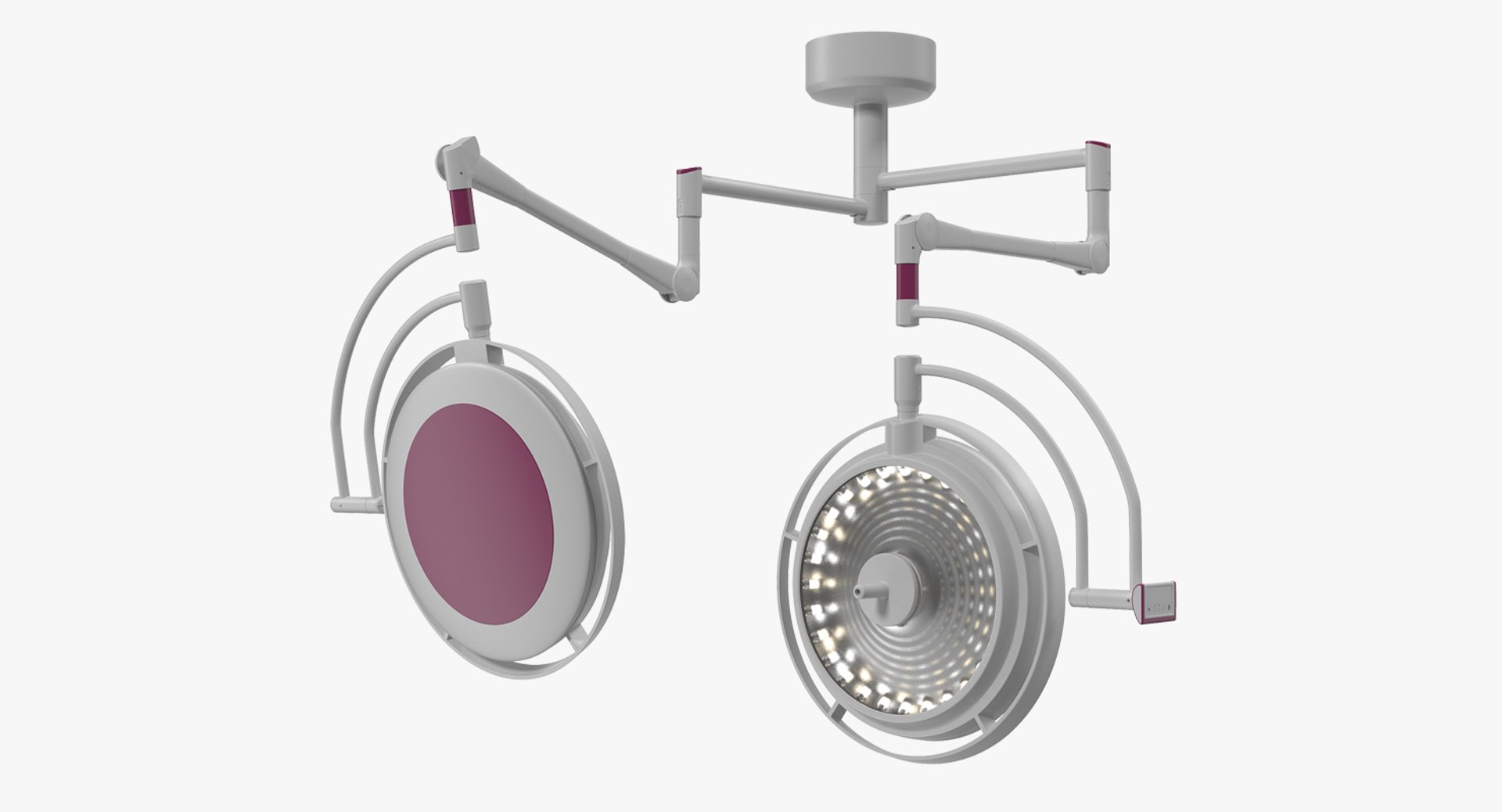 Ceiling Mount Modular Surgical Lighting System Rigged 3D Model 3D model preview