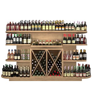 Wine rack in supermarket 50 3D