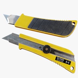 3D Yellow boxcutter knife model