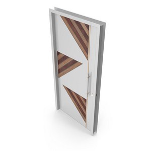 3D Modern Design White Metal Steel Door with Wooden Details model model